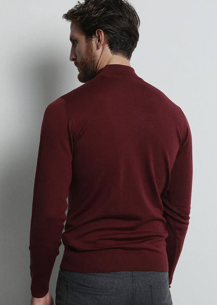 Burgundy Knitwear Sweatshirt - 5