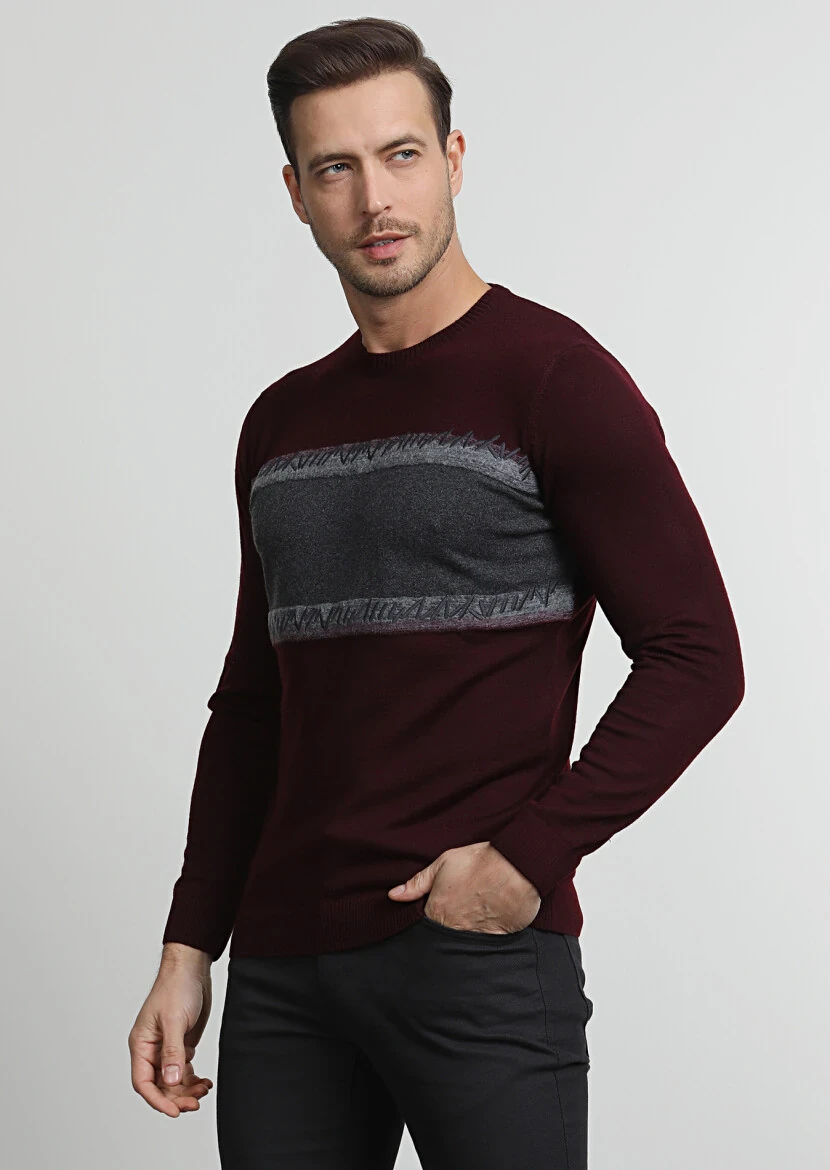 Burgundy Knitwear Sweatshirt - 1