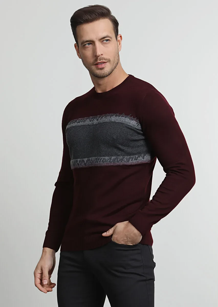 Burgundy Knitwear Sweatshirt - 1