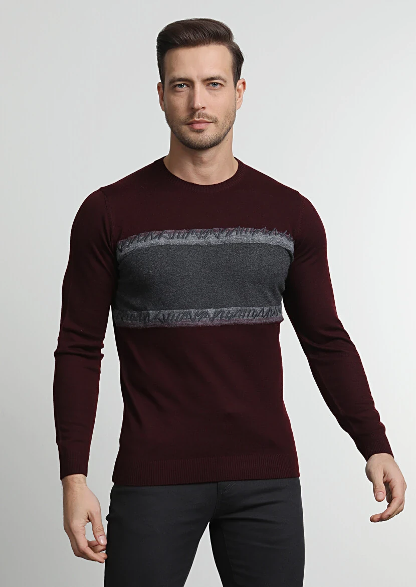 Burgundy Knitwear Sweatshirt - 3