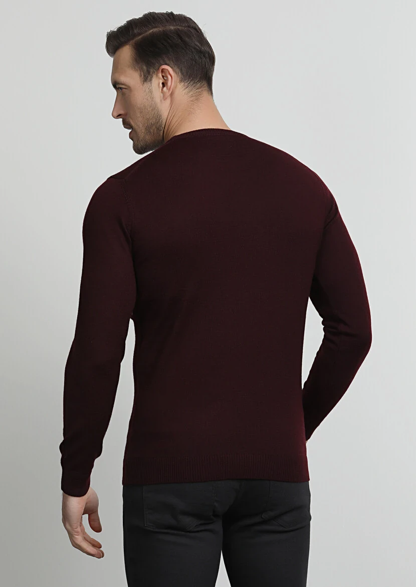Burgundy Knitwear Sweatshirt - 4