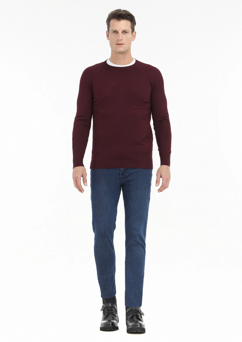Burgundy Knitwear Sweatshirt - 1