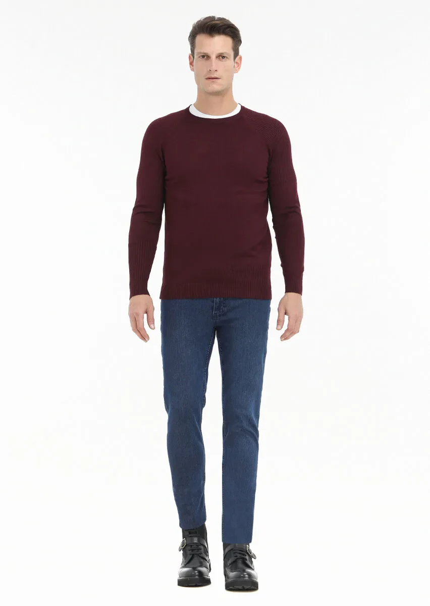 Burgundy Knitwear Sweatshirt - 1