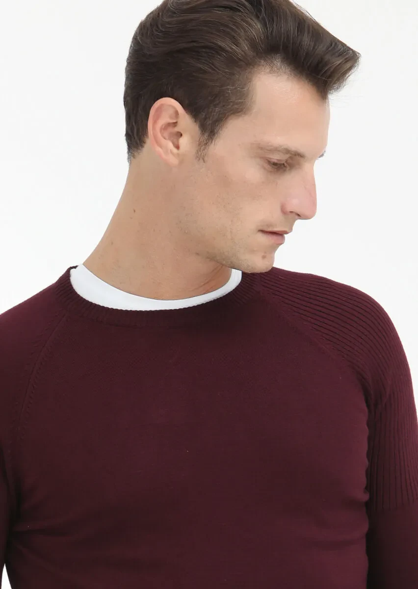 Burgundy Knitwear Sweatshirt - 3