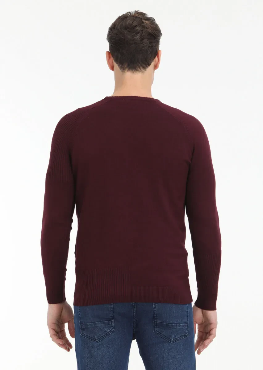 Burgundy Knitwear Sweatshirt - 4