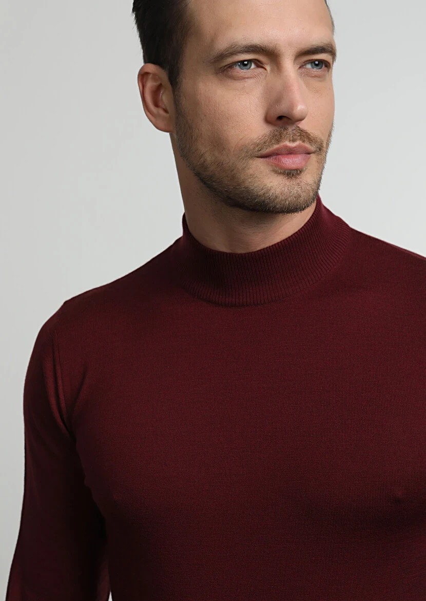 Burgundy Knitwear Sweatshirt - 1