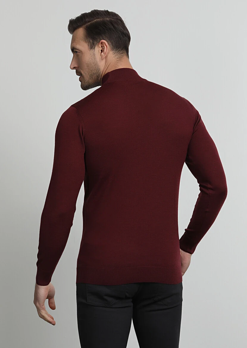 Burgundy Knitwear Sweatshirt - 4