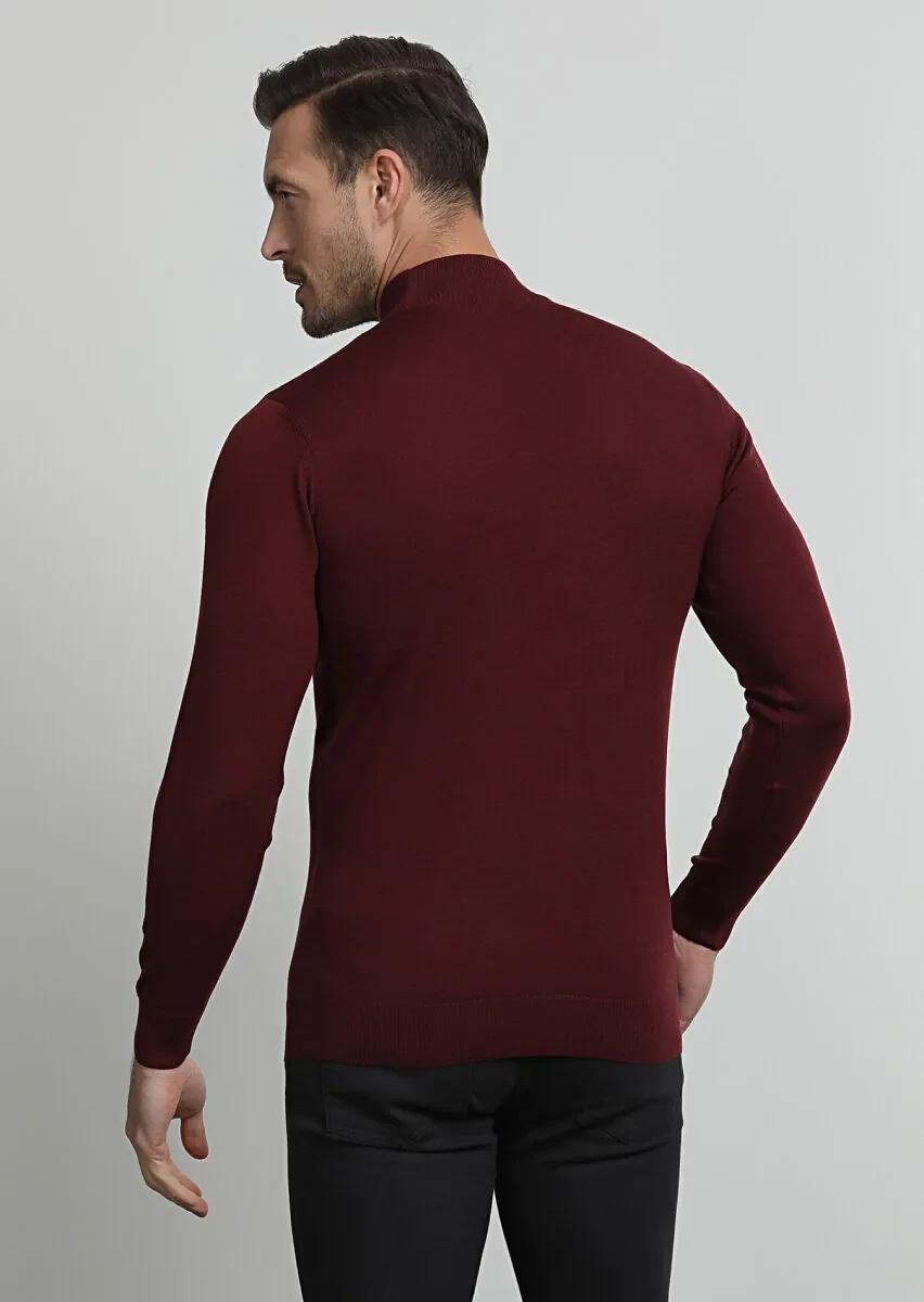Burgundy Knitwear Sweatshirt - 4
