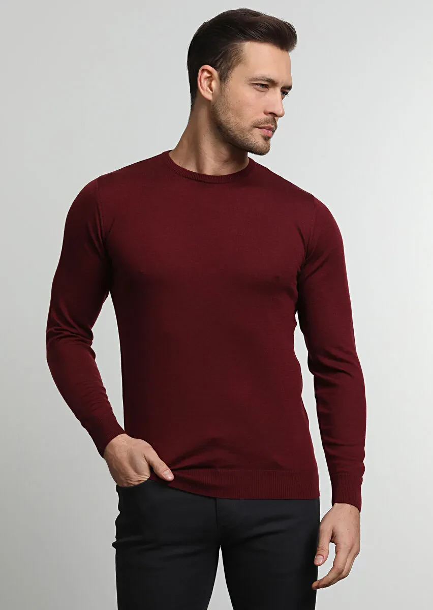Burgundy Knitwear Sweatshirt - 1
