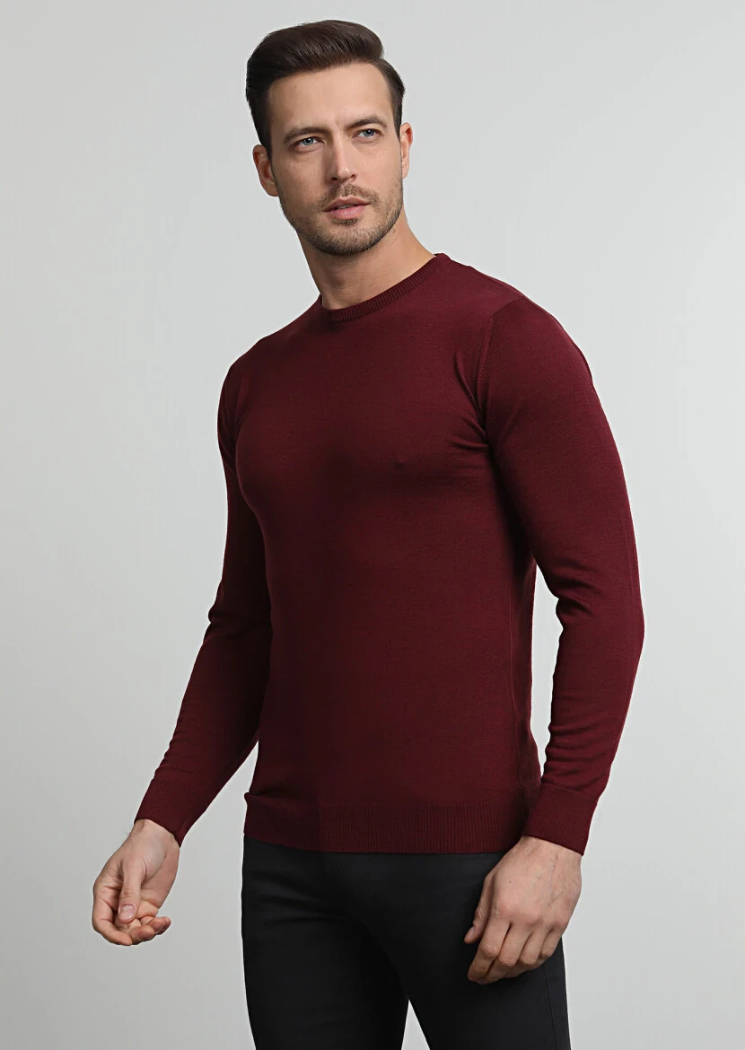 Burgundy Knitwear Sweatshirt - 3