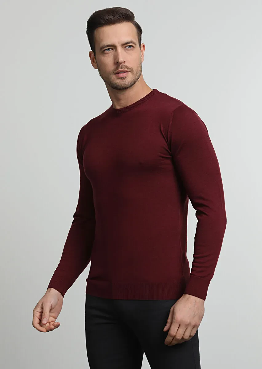 Burgundy Knitwear Sweatshirt - 3