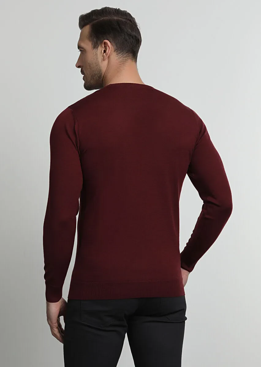 Burgundy Knitwear Sweatshirt - 4