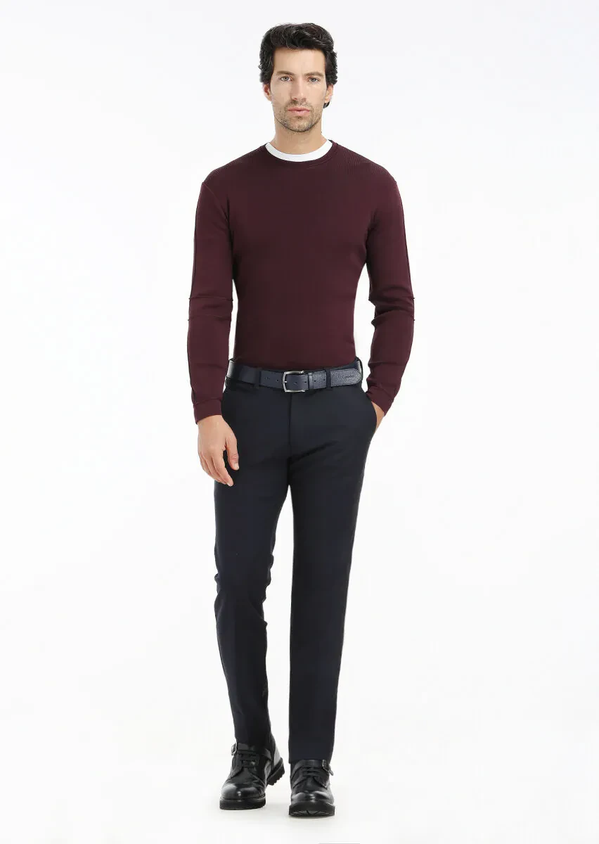 Burgundy Knitwear Sweatshirt - 1