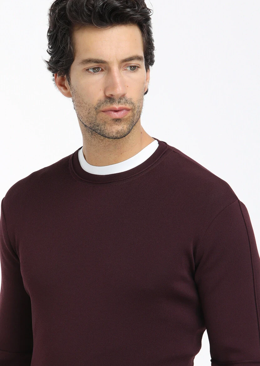 Burgundy Knitwear Sweatshirt - 3