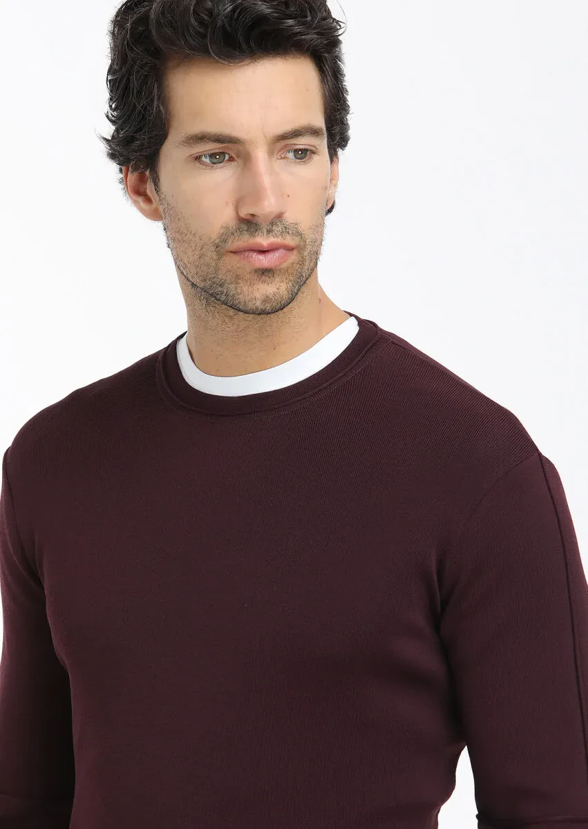 Burgundy Knitwear Sweatshirt - 3