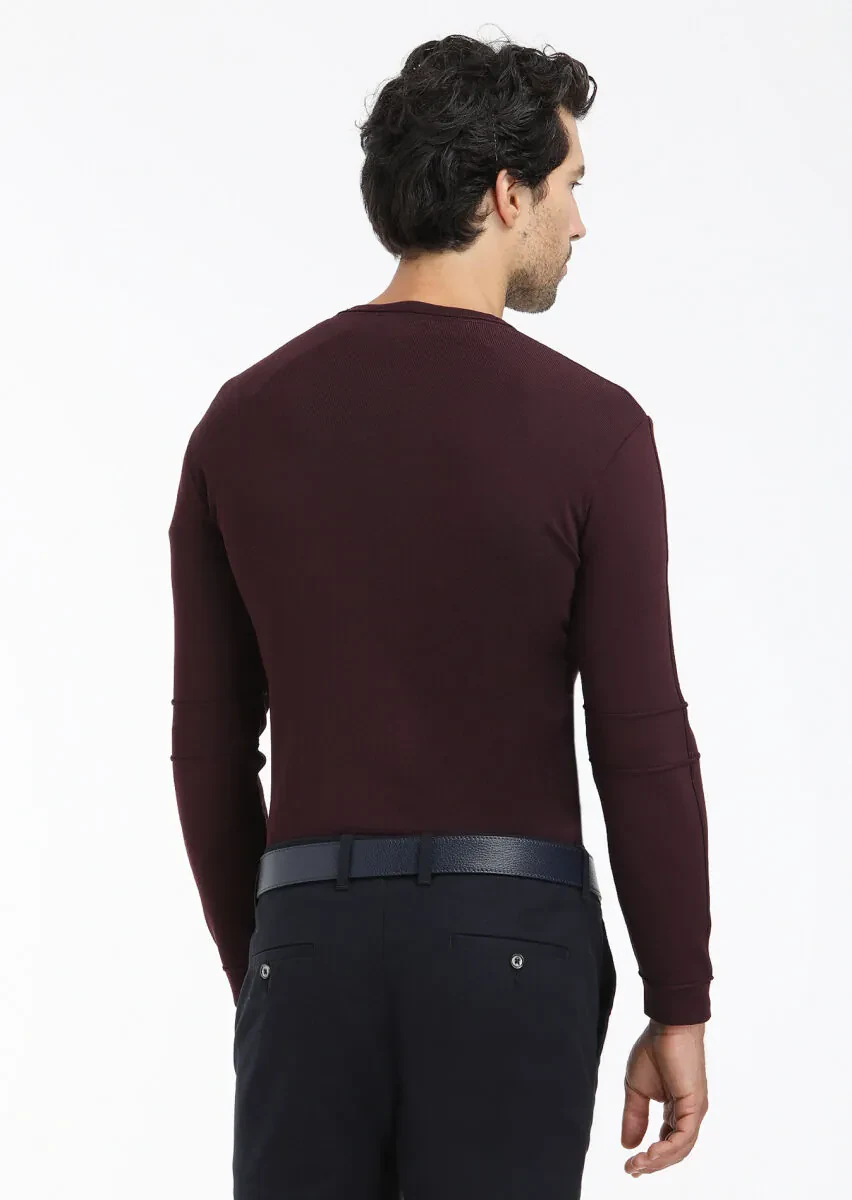 Burgundy Knitwear Sweatshirt - 4
