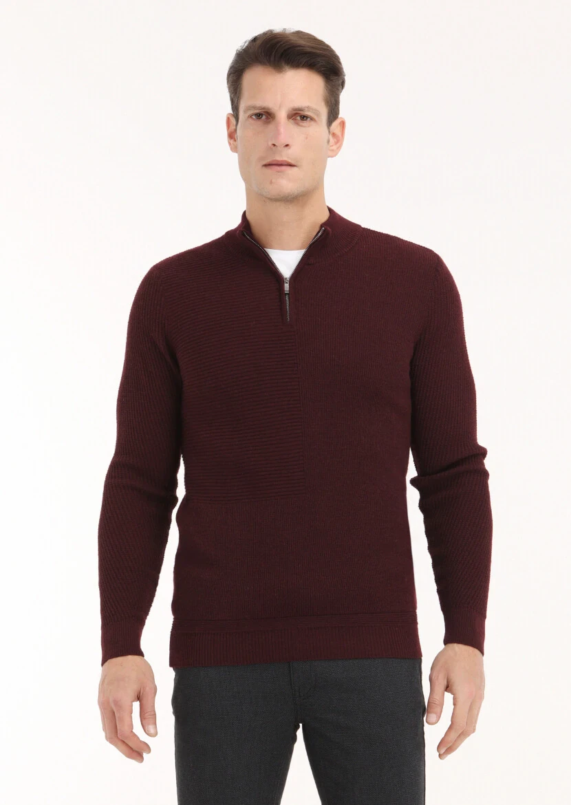 Burgundy Knitwear Sweatshirt 