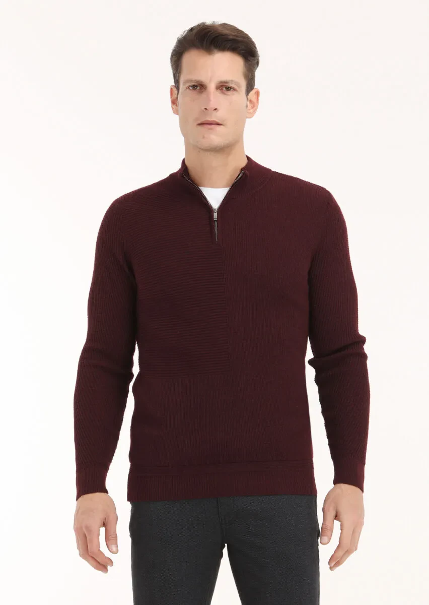 Burgundy Knitwear Sweatshirt - 2