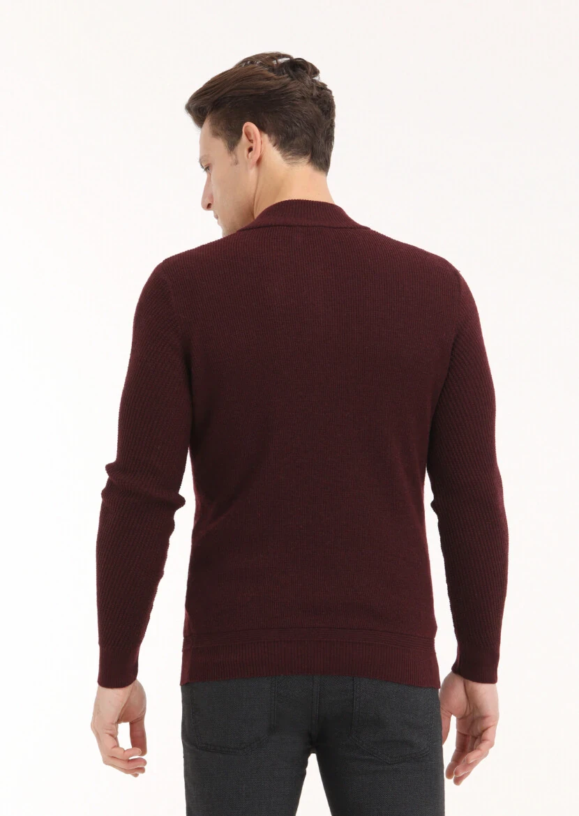 Burgundy Knitwear Sweatshirt - 4