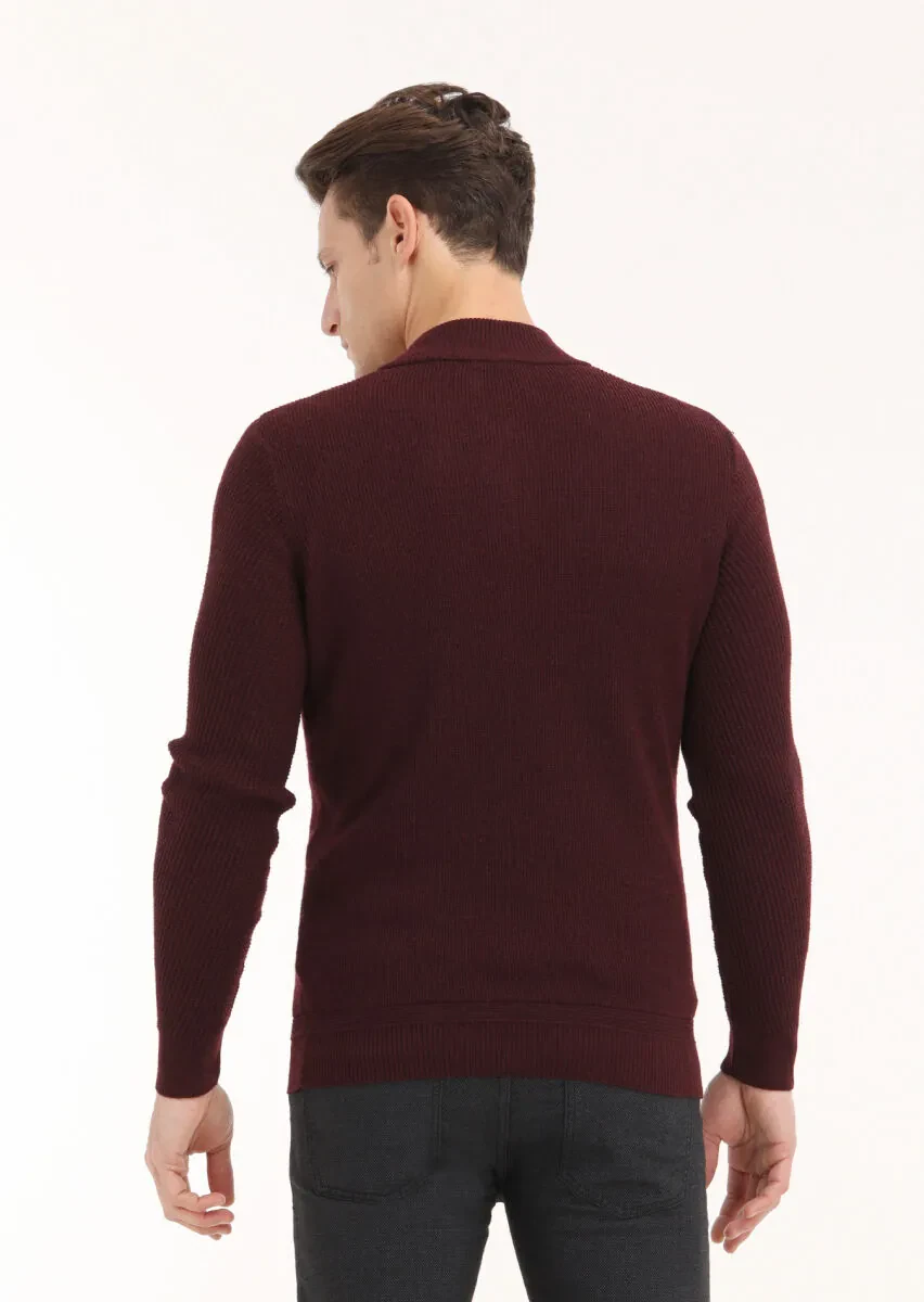 Burgundy Knitwear Sweatshirt - 4