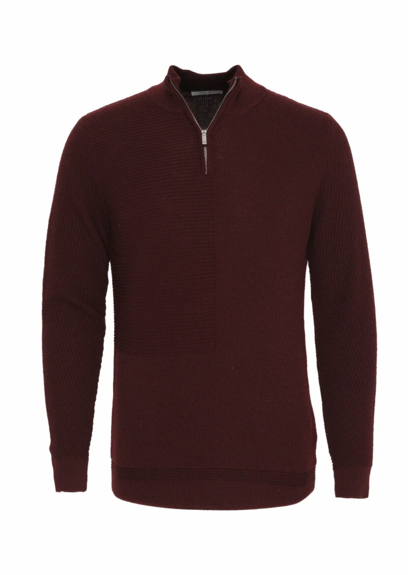 Burgundy Knitwear Sweatshirt - 5