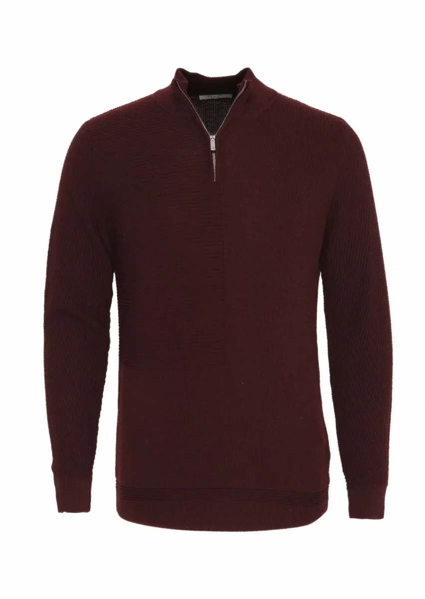 Burgundy Knitwear Sweatshirt - 5