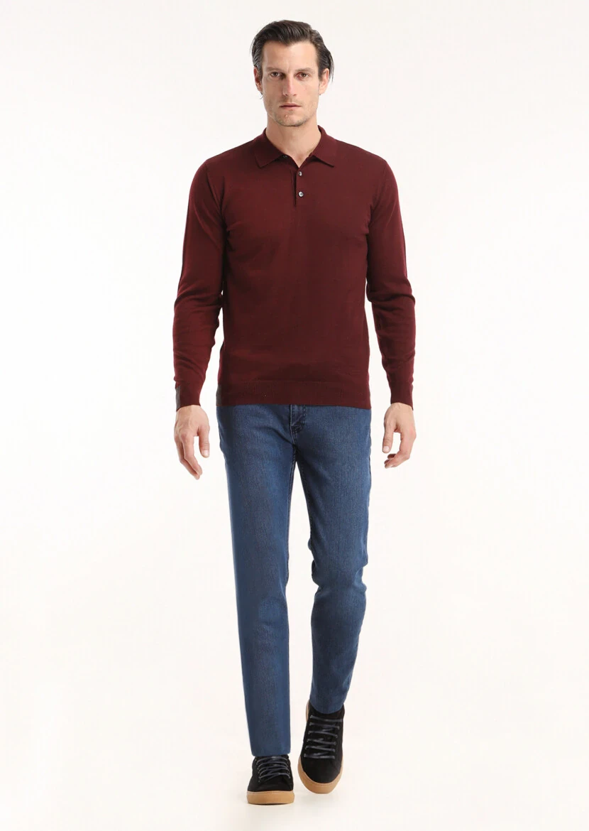 Burgundy Knitwear Sweatshirt - 1