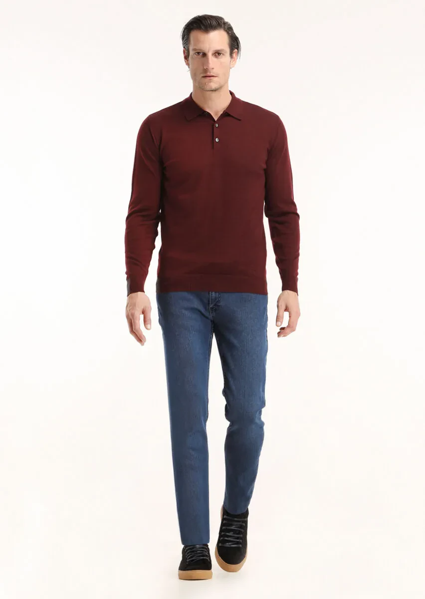 Burgundy Knitwear Sweatshirt - 1