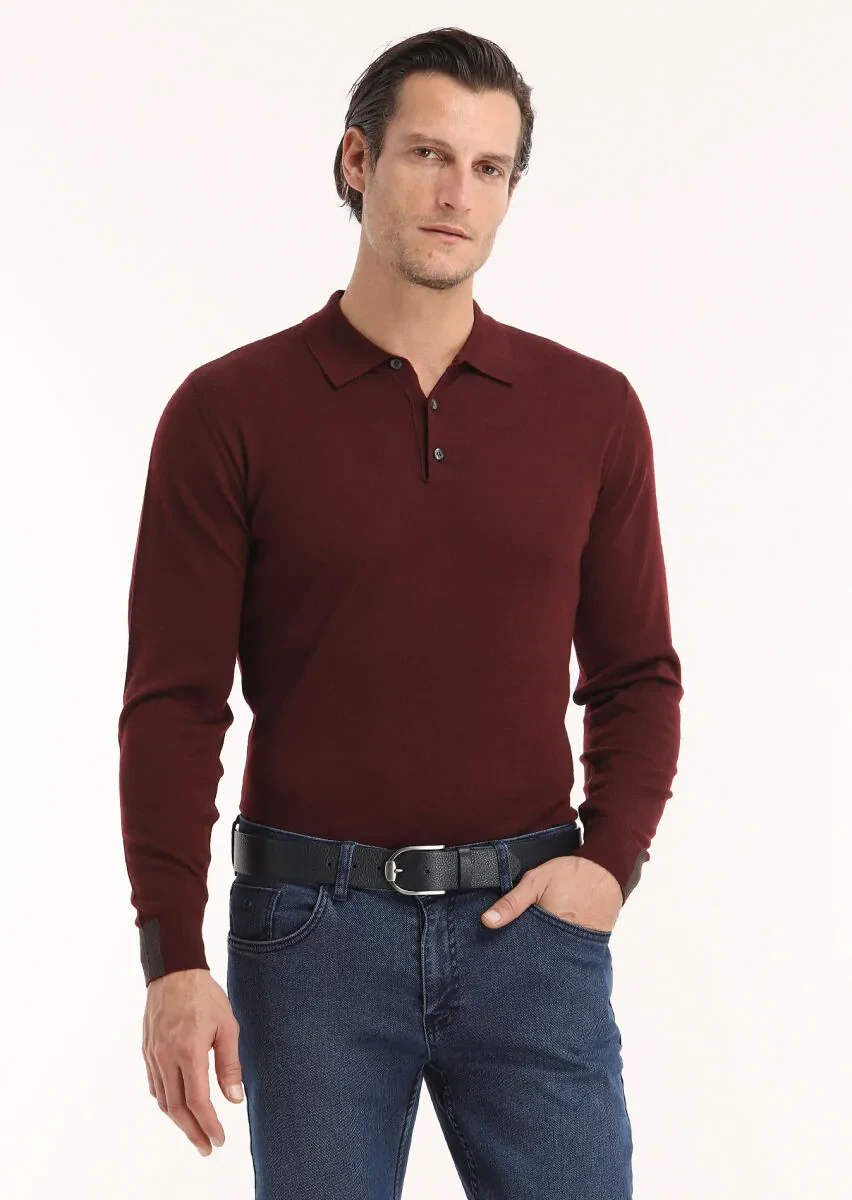 Burgundy Knitwear Sweatshirt - 2