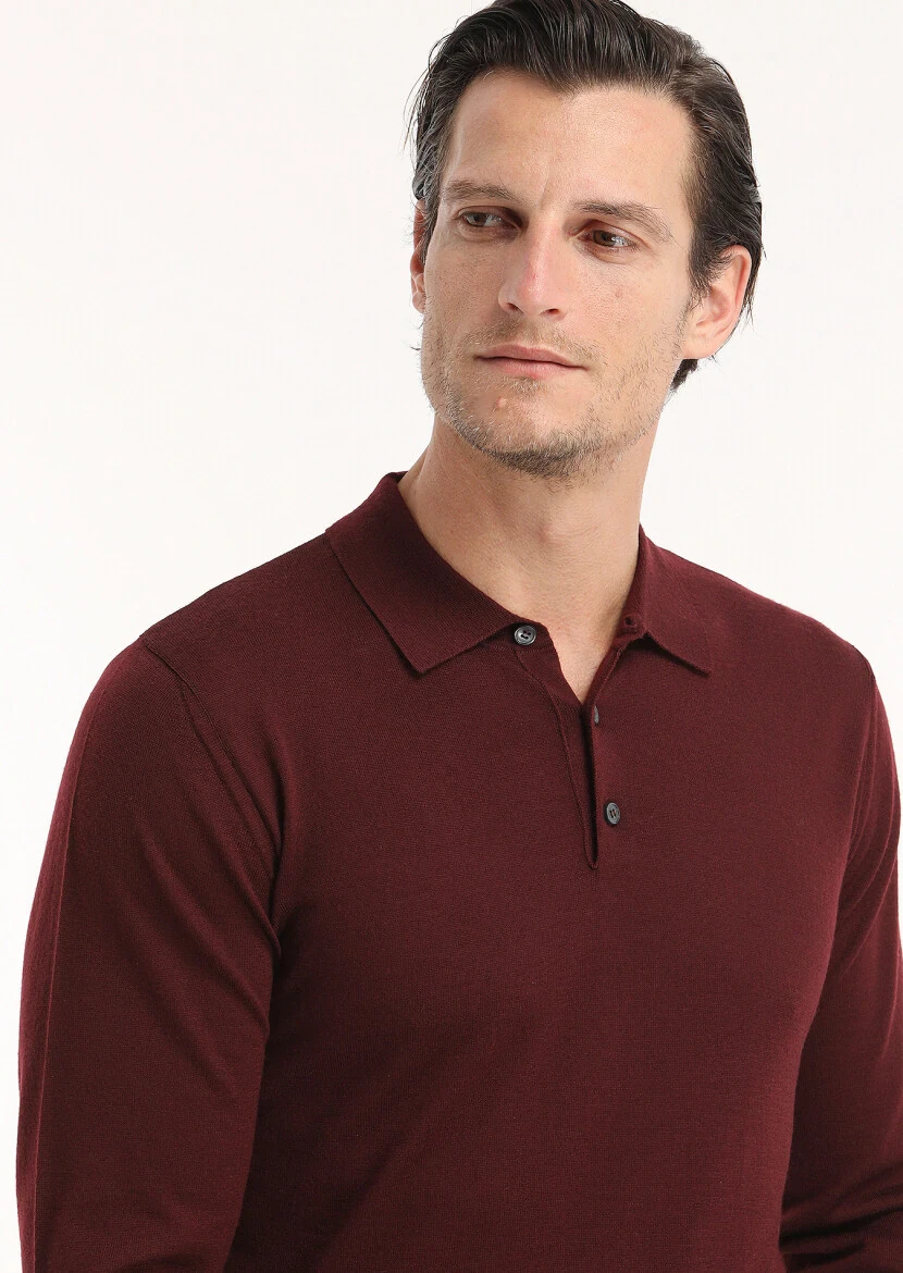 Burgundy Knitwear Sweatshirt - 4