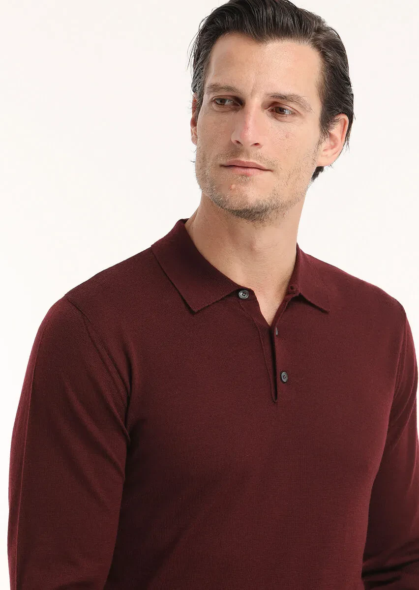 Burgundy Knitwear Sweatshirt - 4