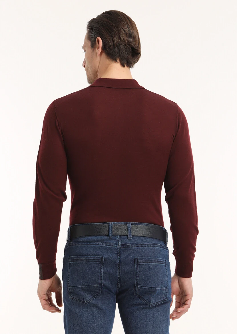 Burgundy Knitwear Sweatshirt - 5