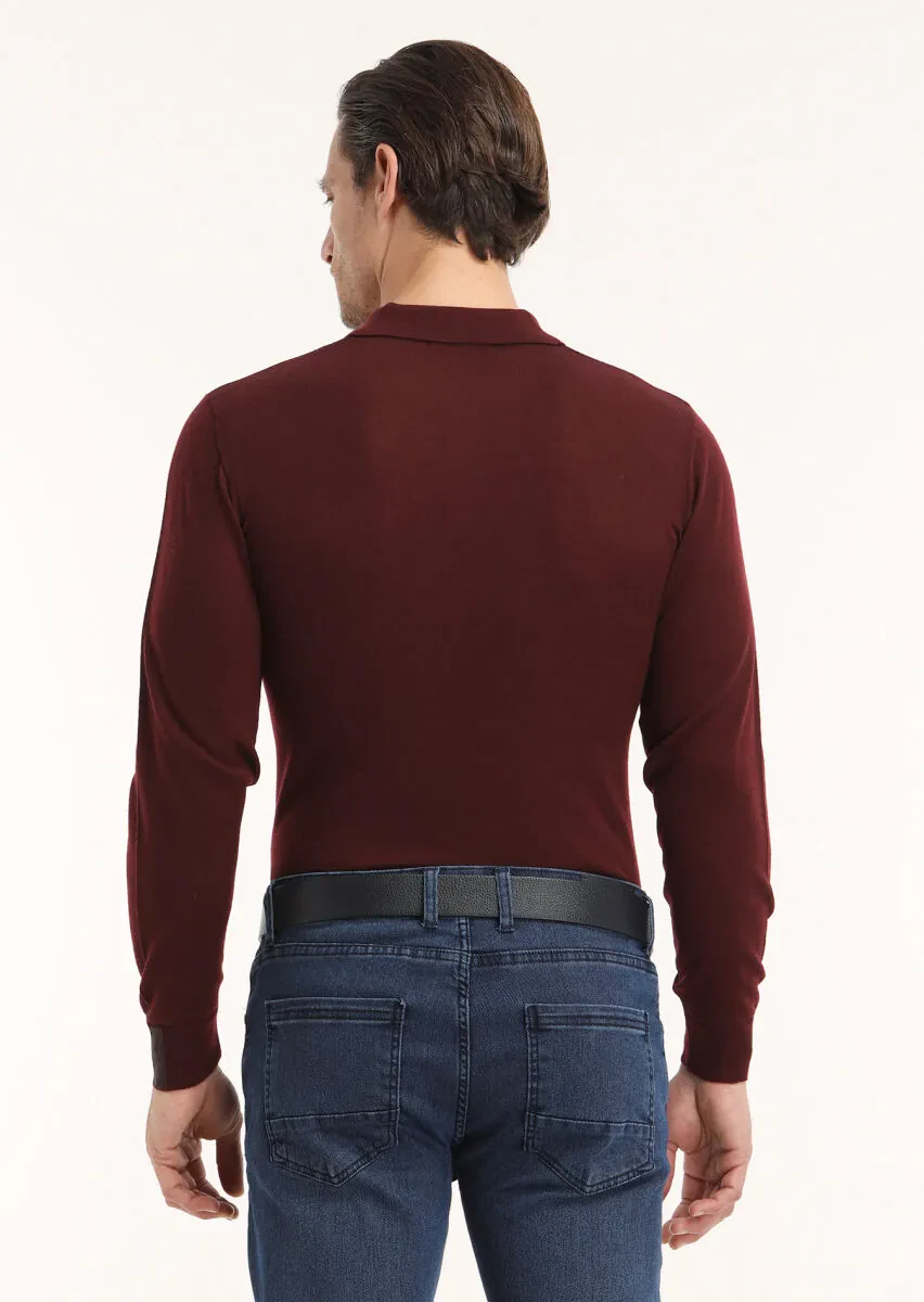 Burgundy Knitwear Sweatshirt - 5