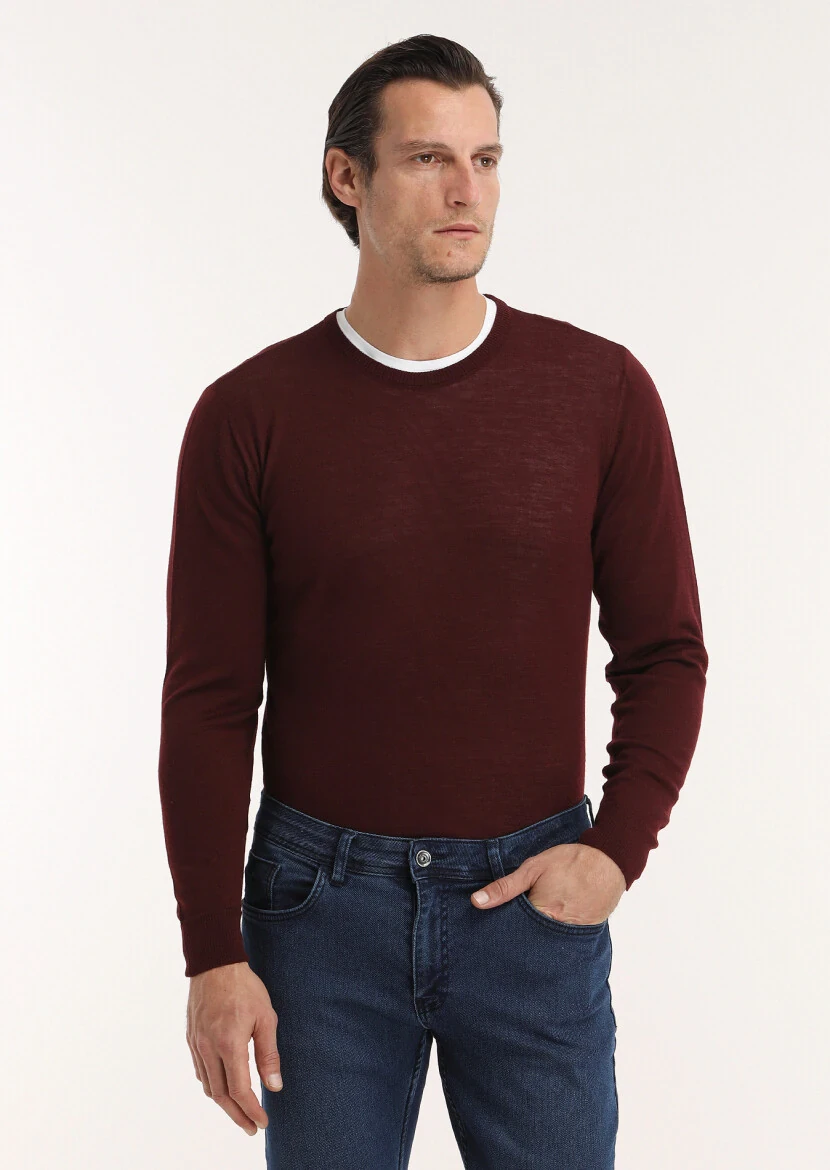 Burgundy Knitwear Sweatshirt - 2