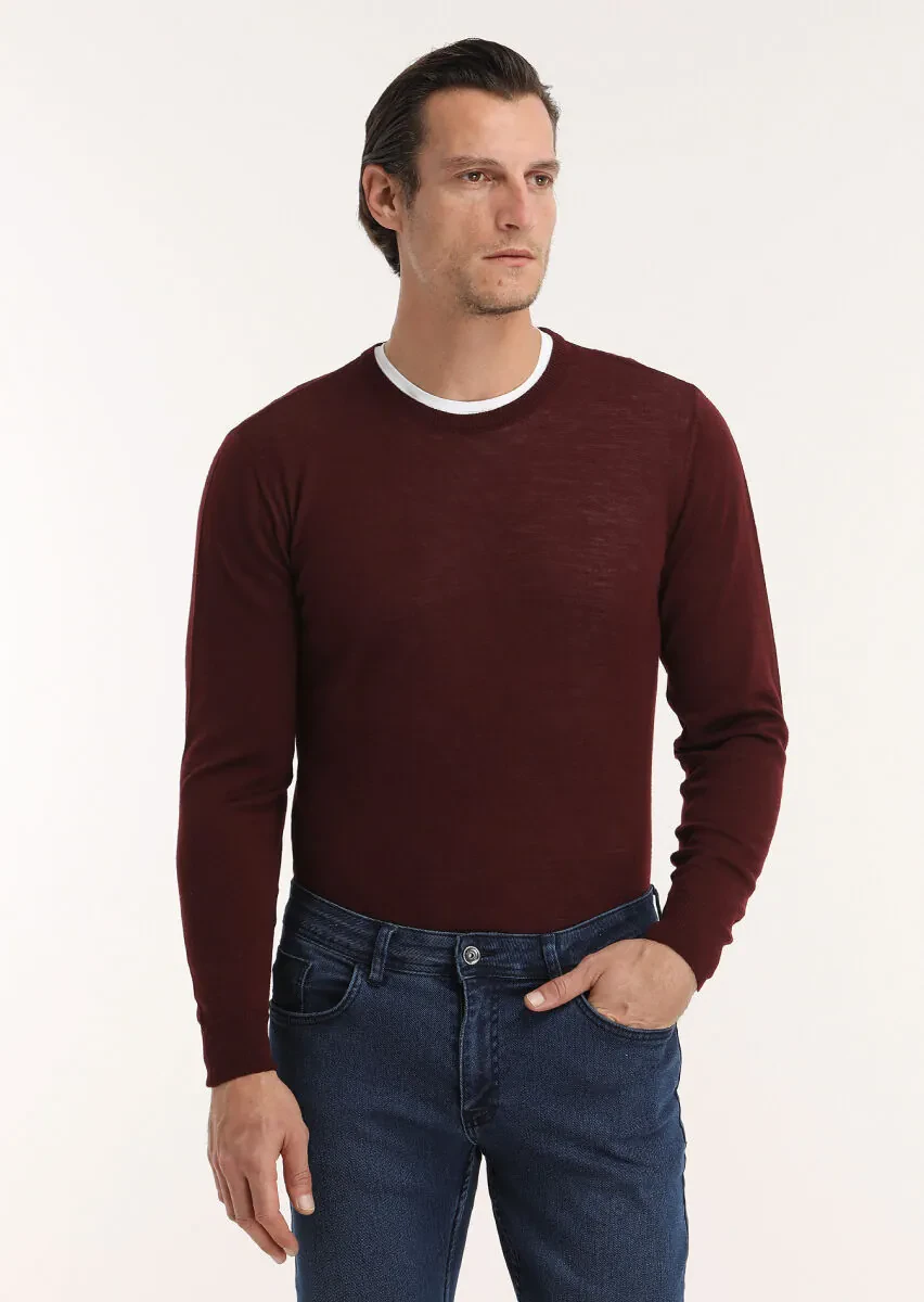 Burgundy Knitwear Sweatshirt - 2