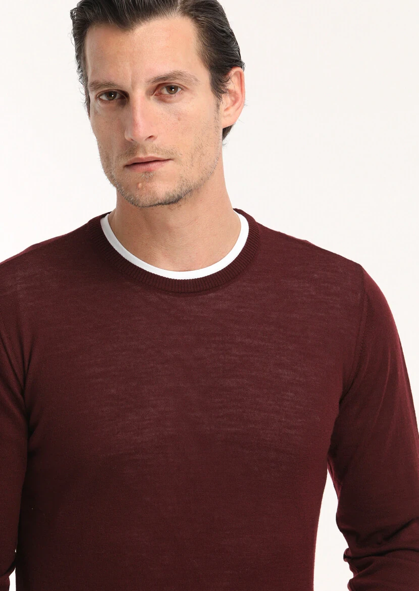 Burgundy Knitwear Sweatshirt - 3