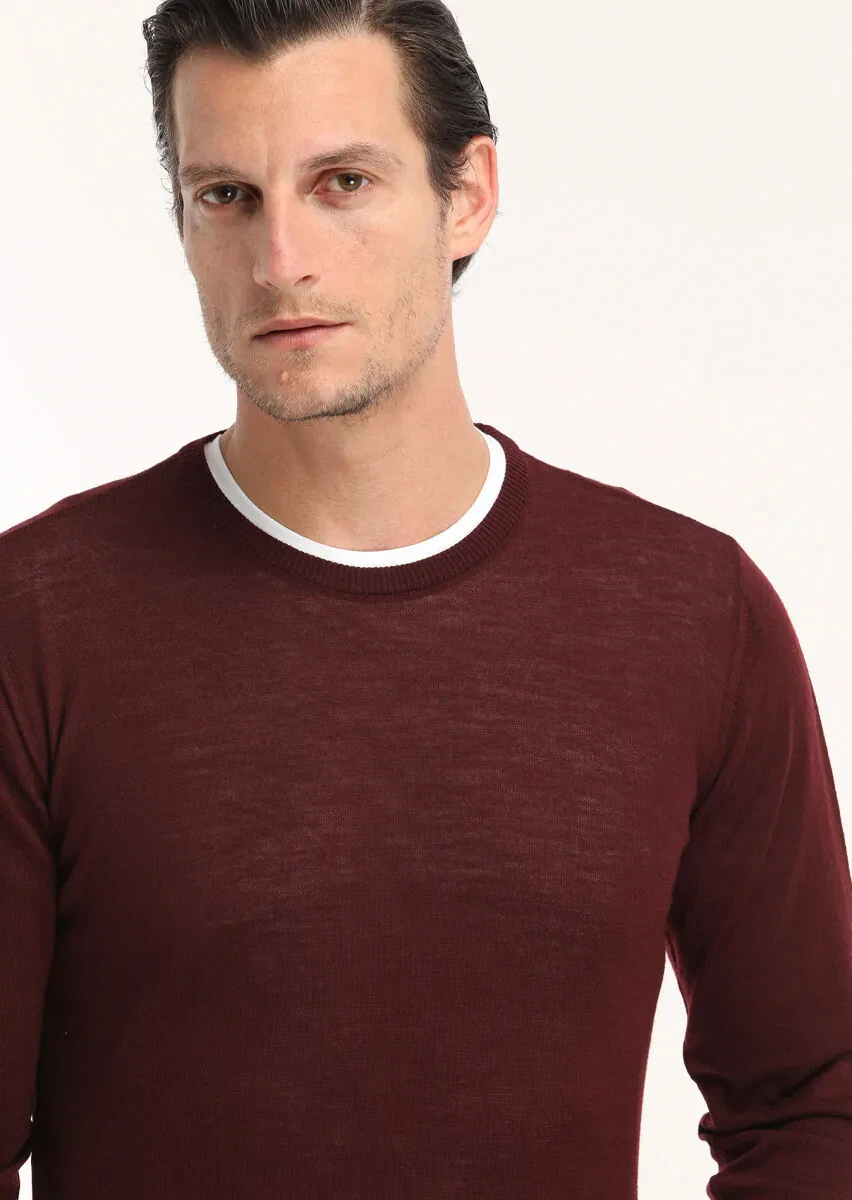 Burgundy Knitwear Sweatshirt - 3