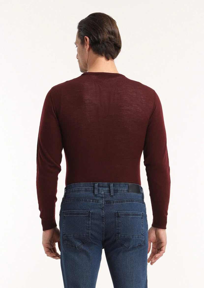 Burgundy Knitwear Sweatshirt - 4