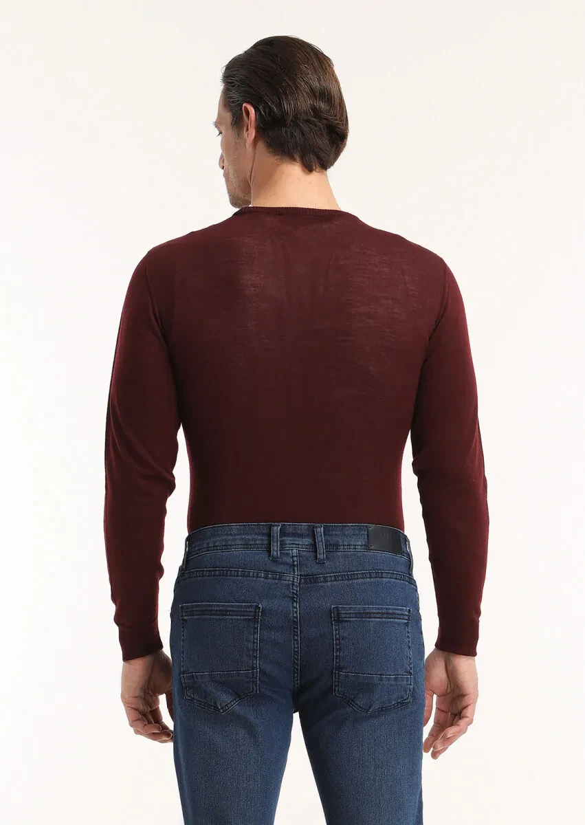 Burgundy Knitwear Sweatshirt - 4