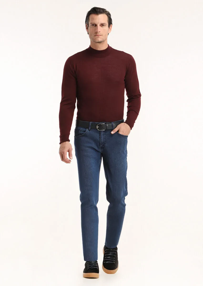 Burgundy Knitwear Sweatshirt - 1