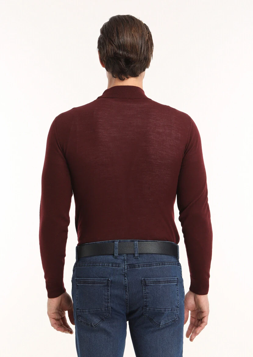 Burgundy Knitwear Sweatshirt - 4