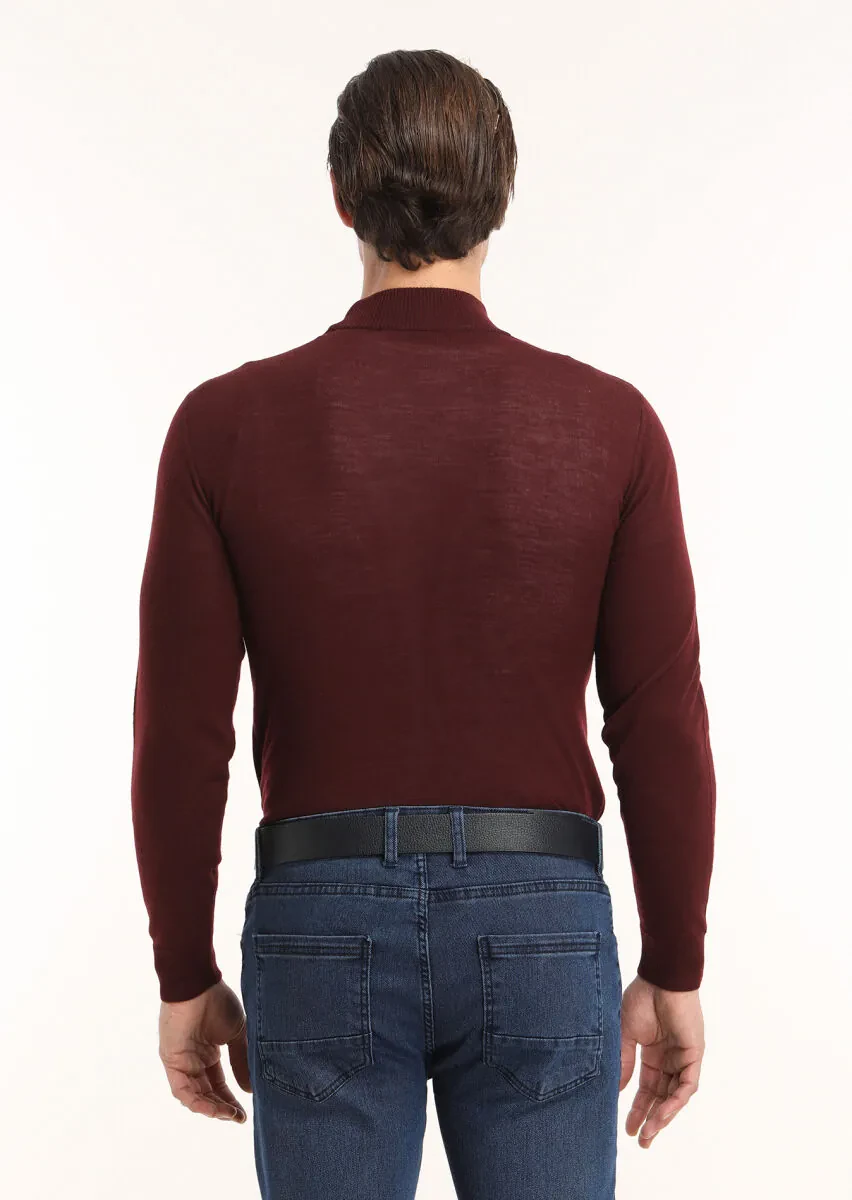 Burgundy Knitwear Sweatshirt - 4