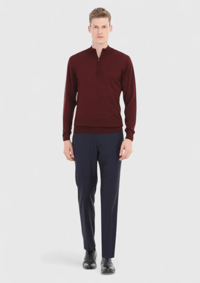 Burgundy Knitwear Sweatshirt - 1