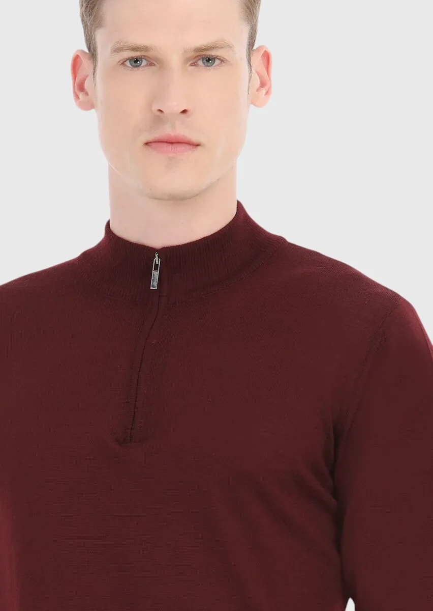 Burgundy Knitwear Sweatshirt - 3