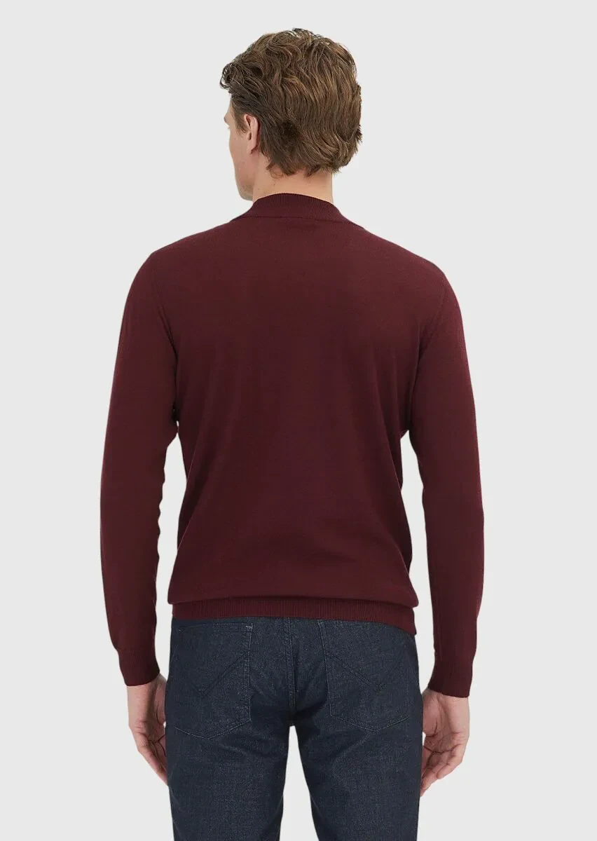 Burgundy Knitwear Sweatshirt - 4