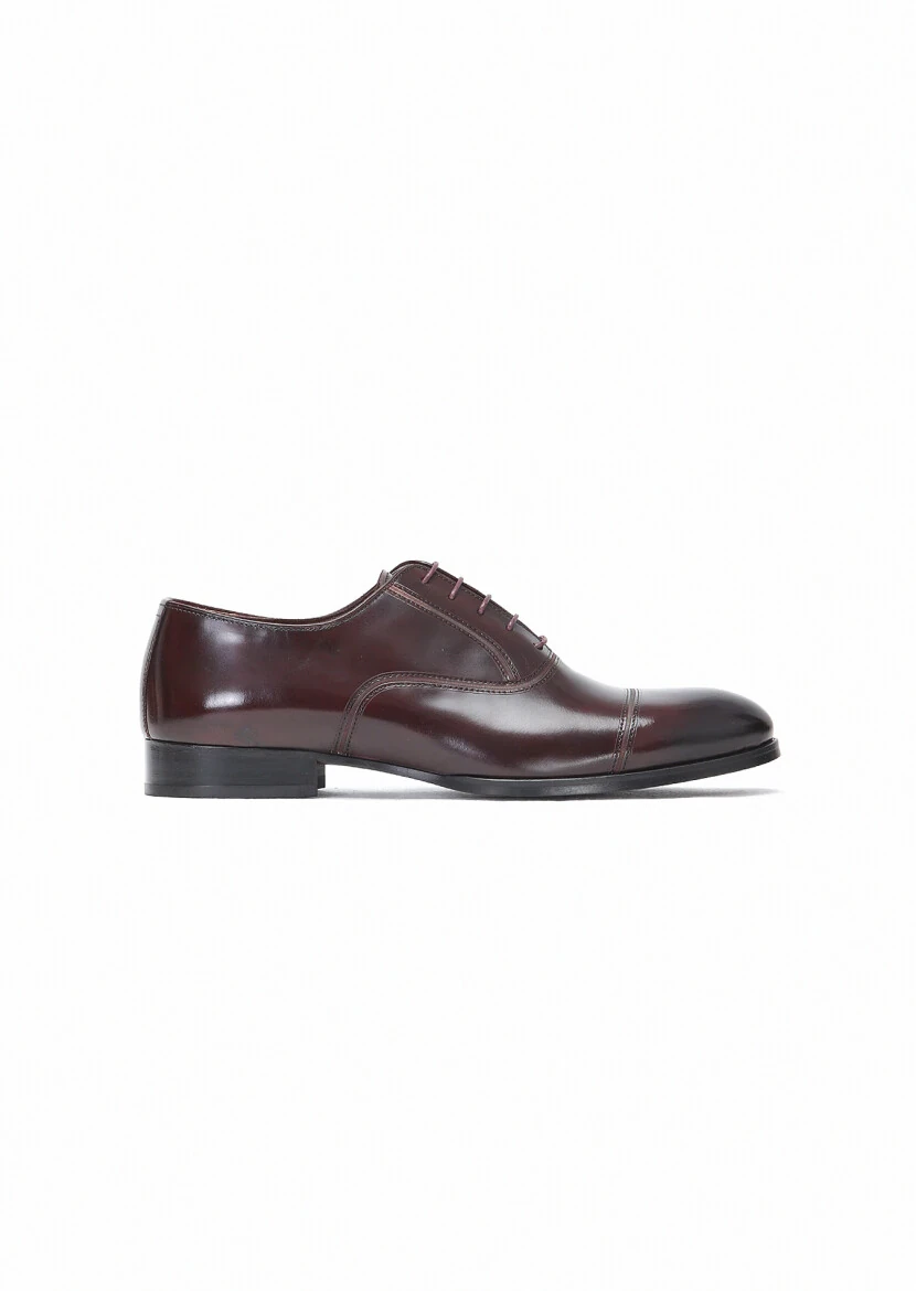 Burgundy Leather Classical Shoes - 1