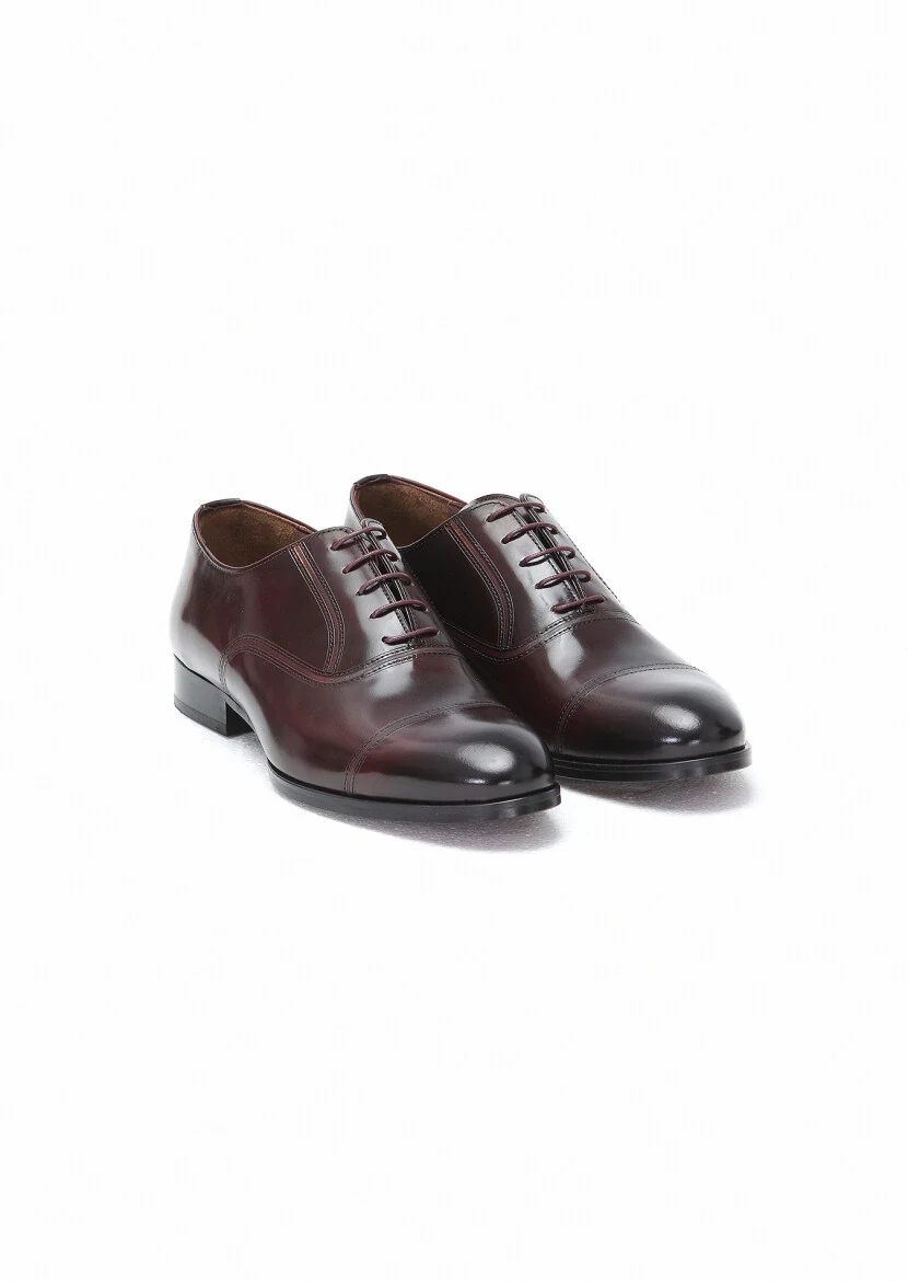 Burgundy Leather Classical Shoes - 2