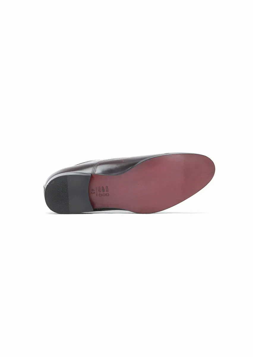 Burgundy Leather Classical Shoes - 5