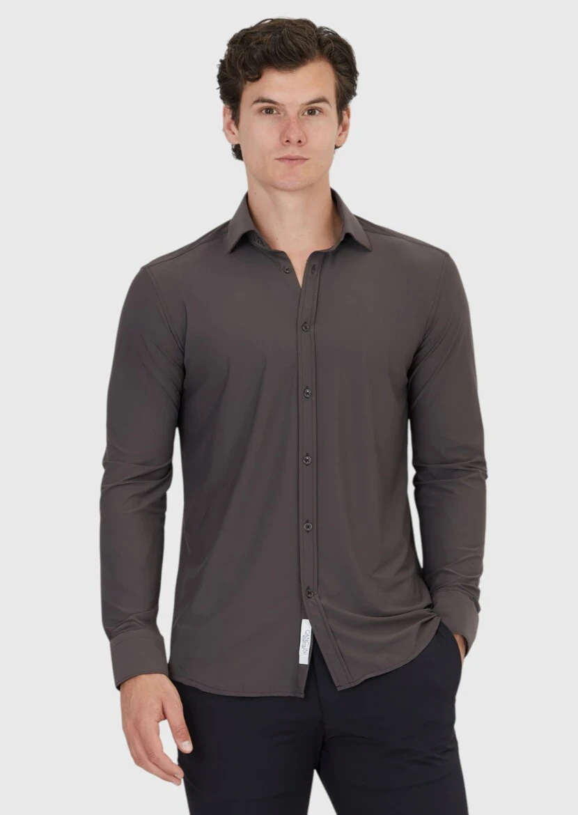 Burgundy Plain Regular Fit Weaving Classical Shirt - RAMSEY