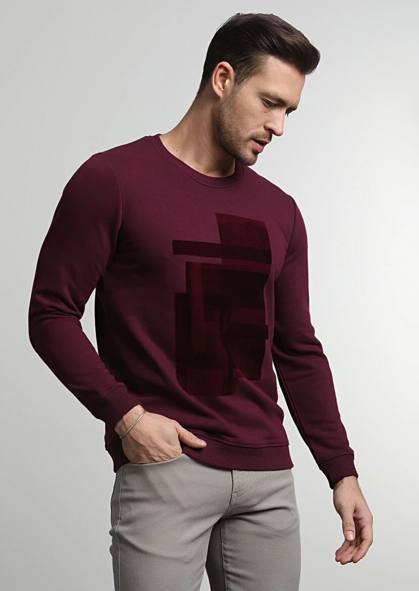 Burgundy Printed Sweatshirt 
